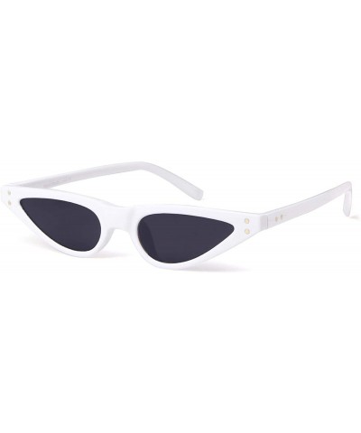 Vintage Retro Cat Eye Sunglasses For Women Small Glasses with Rivet - White - CY189OWYN7O $5.73 Oversized