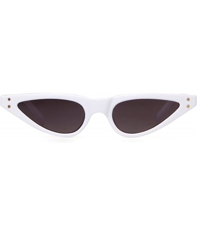 Vintage Retro Cat Eye Sunglasses For Women Small Glasses with Rivet - White - CY189OWYN7O $5.73 Oversized