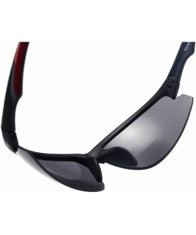 Men Women Bi-focal Sport Sunglasses w/readers - Black Red - C018649MTER $12.99 Wrap