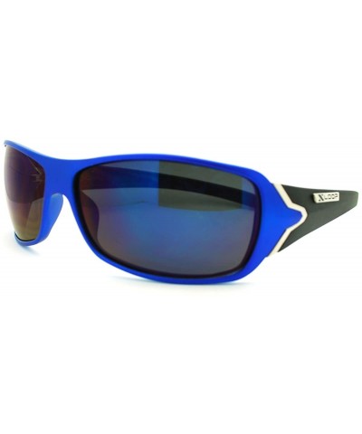 Mens Sunglasses Sporty Wrap Around Matted Frame - Blue - CC11DJINVNP $9.67 Wrap