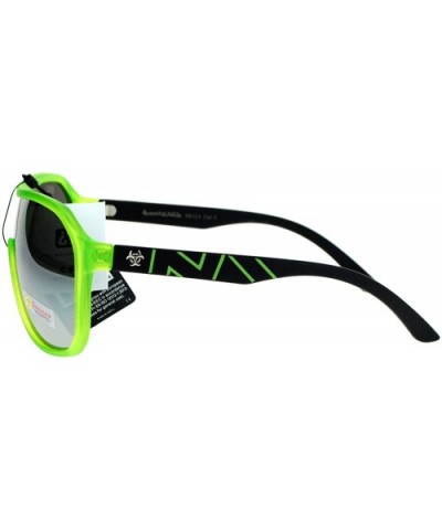 Biohazard Mens Sunglasses Square Shield Matte Frame Silver Mirror Lens - Green - CW187K325DX $5.69 Square