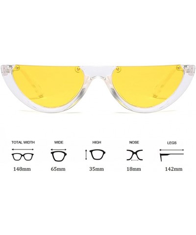 Cat's Eye Sunglasses Triangle Half Frame - Retro Sunglasses for Women Vintage Super Cool Sunglasses - CX189X5T3WM $6.18 Cat Eye