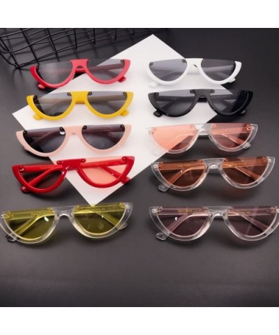 Cat's Eye Sunglasses Triangle Half Frame - Retro Sunglasses for Women Vintage Super Cool Sunglasses - CX189X5T3WM $6.18 Cat Eye