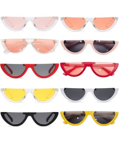 Cat's Eye Sunglasses Triangle Half Frame - Retro Sunglasses for Women Vintage Super Cool Sunglasses - CX189X5T3WM $6.18 Cat Eye