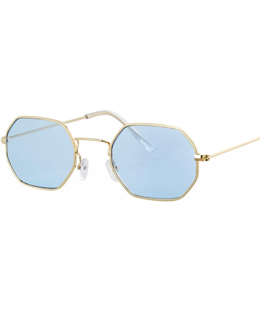 Small Round Vintage Mirror Lenses UV Protection Unisex Sunglasses by - Gold Blue - C818TYT0Y39 $7.80 Oversized