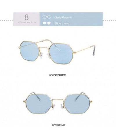 Small Round Vintage Mirror Lenses UV Protection Unisex Sunglasses by - Gold Blue - C818TYT0Y39 $7.80 Oversized