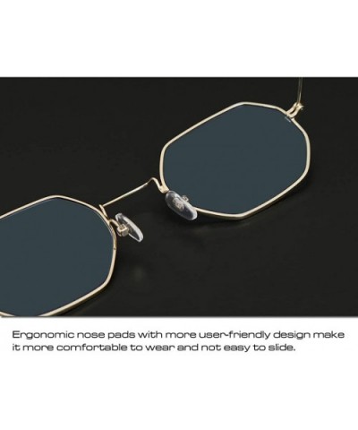 Small Round Vintage Mirror Lenses UV Protection Unisex Sunglasses by - Gold Blue - C818TYT0Y39 $7.80 Oversized