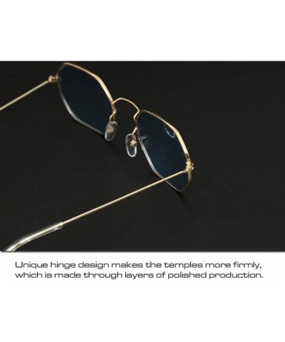 Small Round Vintage Mirror Lenses UV Protection Unisex Sunglasses by - Gold Blue - C818TYT0Y39 $7.80 Oversized