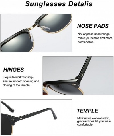 Mens Sunglasses Polarized Retro Classic Semi Rimless Sun Glasses for Women Vintage UV400 Protection With Case - CK18T9CRUI0 $...