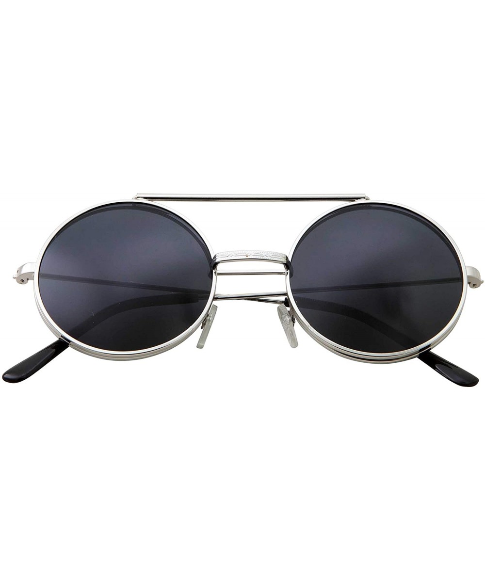 Vintage Steam Punk Round Flip Up Sunglasses for Men and Women Retro Metal Frame - CB18ODZ52AE $8.79 Round