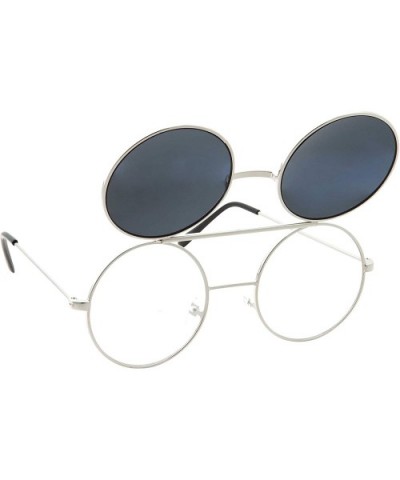 Vintage Steam Punk Round Flip Up Sunglasses for Men and Women Retro Metal Frame - CB18ODZ52AE $8.79 Round