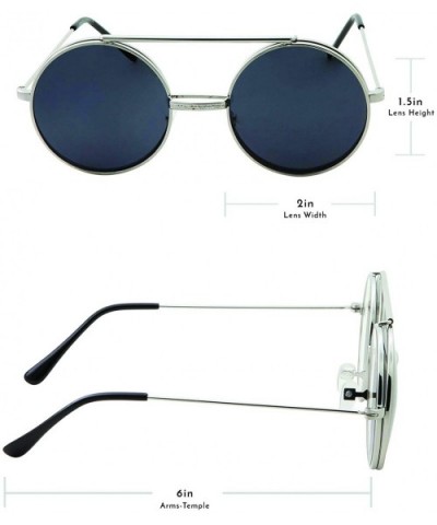 Vintage Steam Punk Round Flip Up Sunglasses for Men and Women Retro Metal Frame - CB18ODZ52AE $8.79 Round