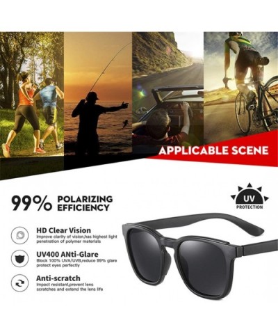 Square Sunglasses Men Polarized Driving Frame Travel Fishing Sunglasses Male - C1black - CE194NA07K3 $25.12 Square