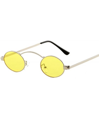 Vintage Small Round Sunglasses Retro-Style Polarized Sunglasses Mirrored Lens Circle Glasses - Yellow - CV196UN8EGW $5.74 Round