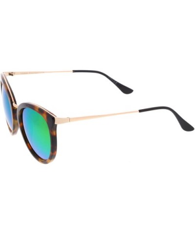 Modern Slim Metal Temple Colored Mirror Lens Cat Eye Sunglasses 54mm - Tortoise-gold / Pink-green Mirror - C912NRR5KCI $5.43 ...