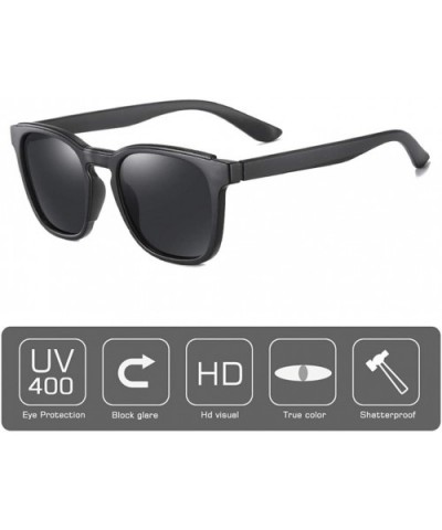 Square Sunglasses Men Polarized Driving Frame Travel Fishing Sunglasses Male - C1black - CE194NA07K3 $25.12 Square