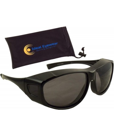 Fit Over Sunglasses with Polarized Lenses - Wear Over Prescription Glasses - Black Frame / Smoke Lens - CU11VANB99D $9.29 Sport