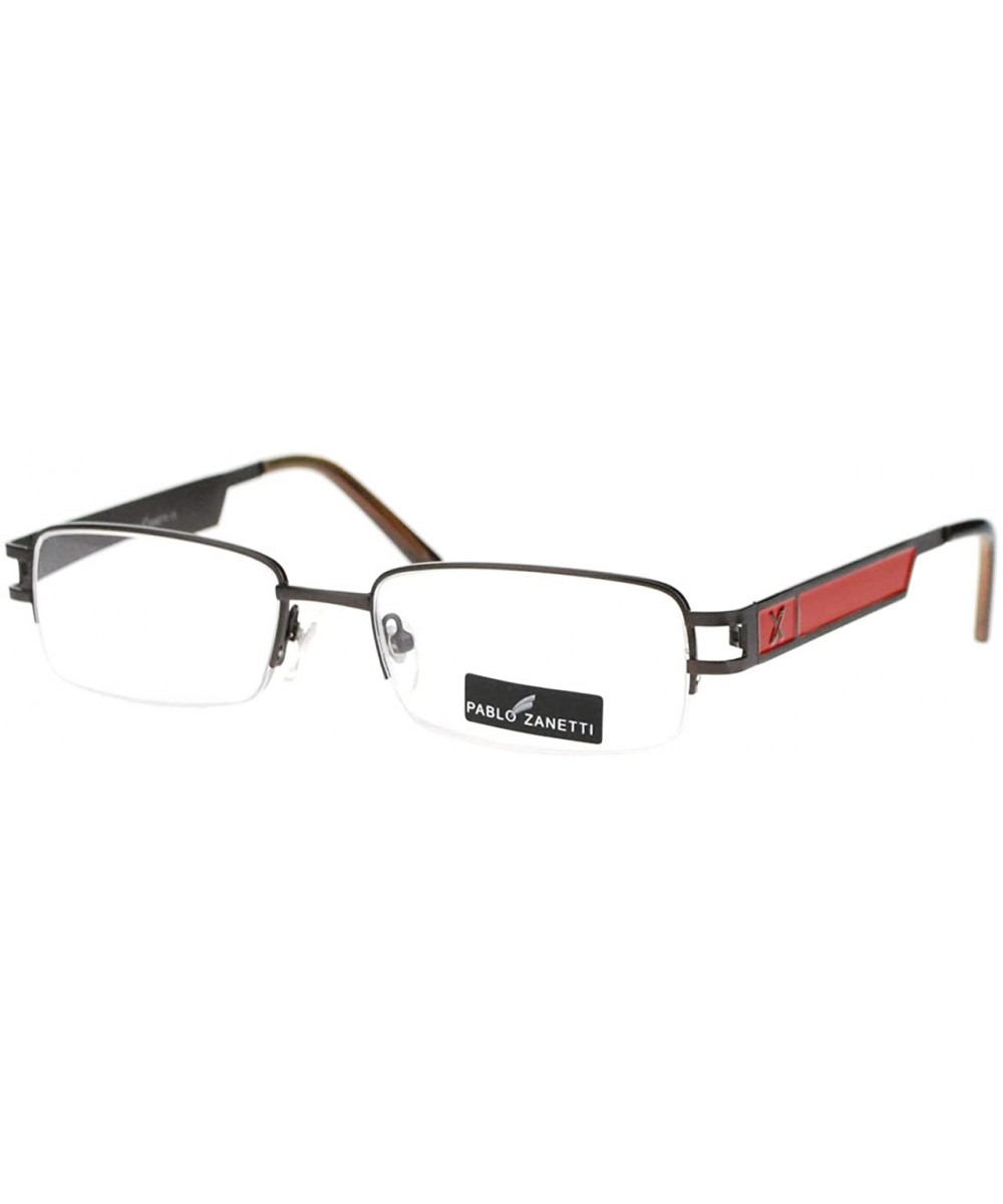 Pablo Zanetti Reading Glasses Unisex Half Rim Rectangular 53-18-140-30 - Gun Metal Red - CS11VLHISIJ $7.52 Rectangular