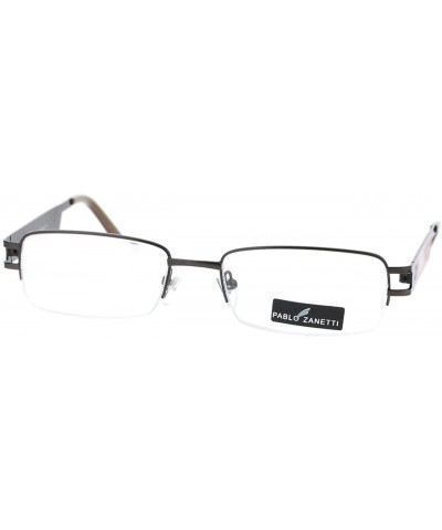 Pablo Zanetti Reading Glasses Unisex Half Rim Rectangular 53-18-140-30 - Gun Metal Red - CS11VLHISIJ $7.52 Rectangular