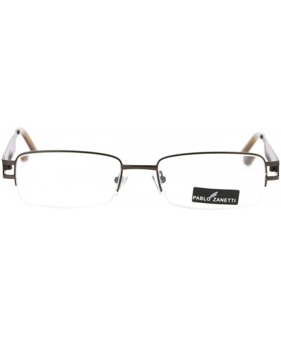 Pablo Zanetti Reading Glasses Unisex Half Rim Rectangular 53-18-140-30 - Gun Metal Red - CS11VLHISIJ $7.52 Rectangular