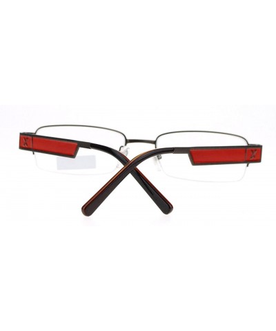 Pablo Zanetti Reading Glasses Unisex Half Rim Rectangular 53-18-140-30 - Gun Metal Red - CS11VLHISIJ $7.52 Rectangular