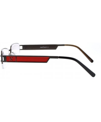 Pablo Zanetti Reading Glasses Unisex Half Rim Rectangular 53-18-140-30 - Gun Metal Red - CS11VLHISIJ $7.52 Rectangular