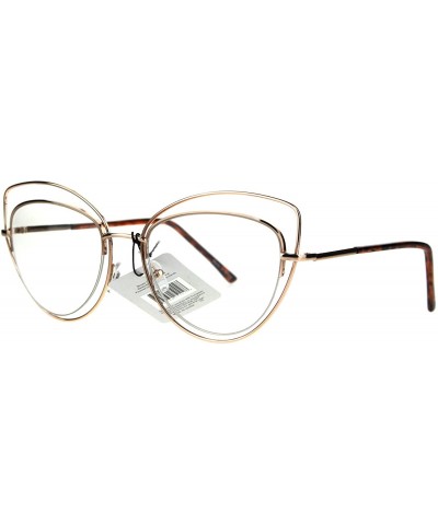 Womens Double Metal Wire Rim Cat Eye Goth Eye Glasses - Gold - C6185R7G4XK $9.62 Cat Eye