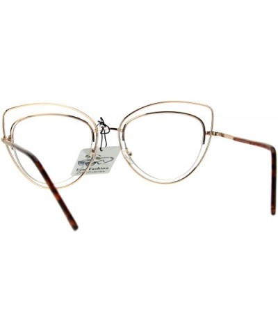 Womens Double Metal Wire Rim Cat Eye Goth Eye Glasses - Gold - C6185R7G4XK $9.62 Cat Eye