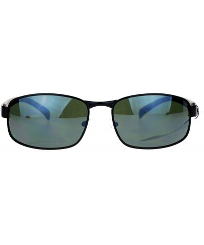 Mens Fashion Sunglasses Oval Rectangular Designer Wood Print Frame - Black (Dark Green) - CJ188UDGXNM $8.61 Rectangular