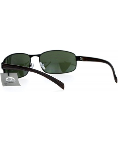 Mens Fashion Sunglasses Oval Rectangular Designer Wood Print Frame - Black (Dark Green) - CJ188UDGXNM $8.61 Rectangular