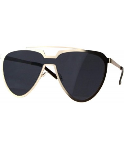 Unique Aviator Sunglasses Unisex Oversized Futuristic Fashion Shades - Gold (Black) - C618KETM0IM $7.94 Aviator