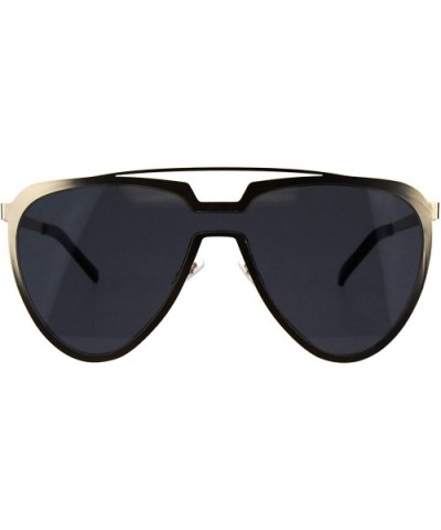 Unique Aviator Sunglasses Unisex Oversized Futuristic Fashion Shades - Gold (Black) - C618KETM0IM $7.94 Aviator