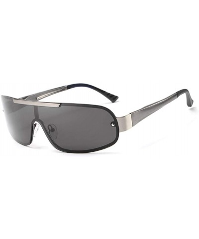 Fashion Retro Biker Fishing Polarized Sunglasses for Men - Grey - CP18ZSL6AMI $8.90 Oversized