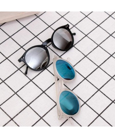 Sun Glasses Unisex Vintage Retro Women Men Glasses Mercury Mirror Lens Sunglasses-Black Grey Grad - CV199HTG8M5 $20.23 Goggle