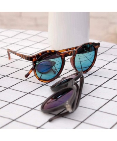 Sun Glasses Unisex Vintage Retro Women Men Glasses Mercury Mirror Lens Sunglasses-Black Grey Grad - CV199HTG8M5 $20.23 Goggle