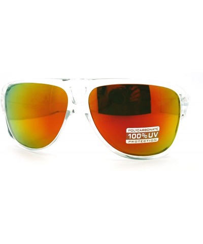 Retro Multicolor Lens Sunglasses Sporty Racer Flat Top Aviators - Clear - C011GIBHMTJ $7.51 Aviator