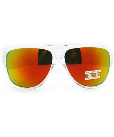 Retro Multicolor Lens Sunglasses Sporty Racer Flat Top Aviators - Clear - C011GIBHMTJ $7.51 Aviator