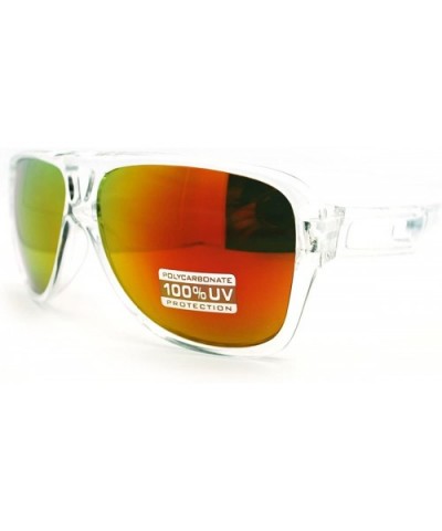 Retro Multicolor Lens Sunglasses Sporty Racer Flat Top Aviators - Clear - C011GIBHMTJ $7.51 Aviator