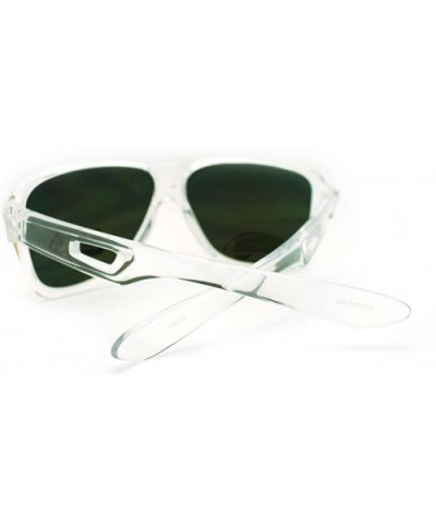 Retro Multicolor Lens Sunglasses Sporty Racer Flat Top Aviators - Clear - C011GIBHMTJ $7.51 Aviator