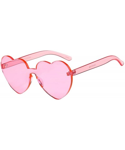 Girls Heart Shaped Rimless Sunglasses Transparent Frameless Glasses Tinted Eyewear for Women Party Cosplay - B - CZ18UA3OI85 ...