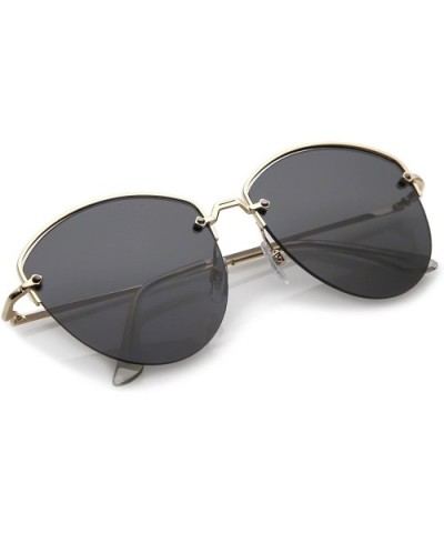 Modern Metal Nose Bridge Flat Lens Semi-Rimless Sunglasses 60mm - Gold / Smoke - C1182EQMYSQ $7.80 Semi-rimless