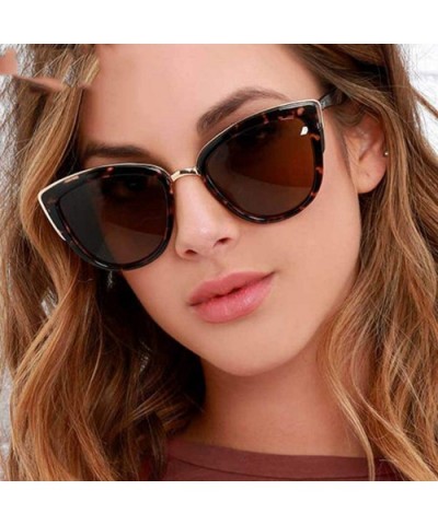 Cateye Sunglasses Women Vintage Gradient Glasses Retro Cat Eye Sun Female Eyewear UV400 - C1leopard - CB198ZXD52M $30.62 Square