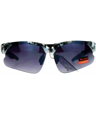 Camouflage Half Rim Sport Hunters Warp Sunglasses - Grey Camo - CA128KMULEL $6.34 Rimless