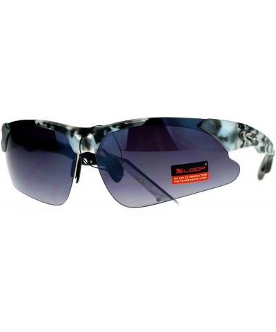 Camouflage Half Rim Sport Hunters Warp Sunglasses - Grey Camo - CA128KMULEL $6.34 Rimless