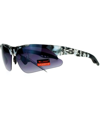 Camouflage Half Rim Sport Hunters Warp Sunglasses - Grey Camo - CA128KMULEL $6.34 Rimless