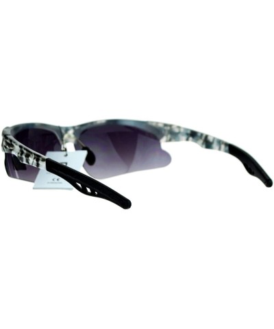 Camouflage Half Rim Sport Hunters Warp Sunglasses - Grey Camo - CA128KMULEL $6.34 Rimless