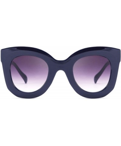 Oversized Square Horn Sunglasses Men Women Retro Thick Bold Frame B2572 - Dark Blue - CV194W22WTH $9.84 Oversized