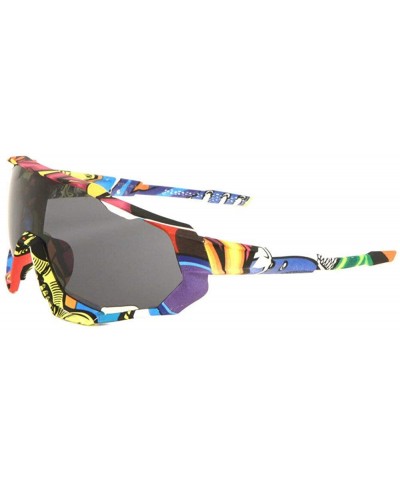 Gnarly Athletic Wrap Around Shield Sunglasses - Pop Art Frame - CC18S9XR4I5 $10.58 Wrap