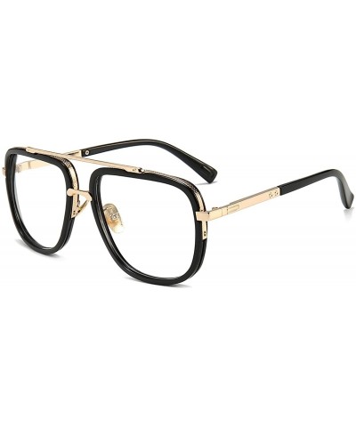 Oversized Square Sunglasses for Men Women Pilot Shades Gold Frame Retro Brand Designer - CD18NELS2DG $16.10 Square