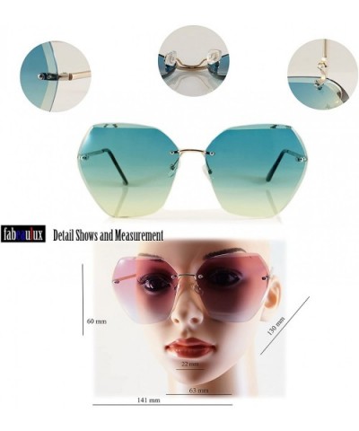 Women's Oversize Rimless Sunglasses Two Tone Gradient Lens A011 - Gold/ Peach Yellow Gradient - C2185D620IT $8.29 Rimless